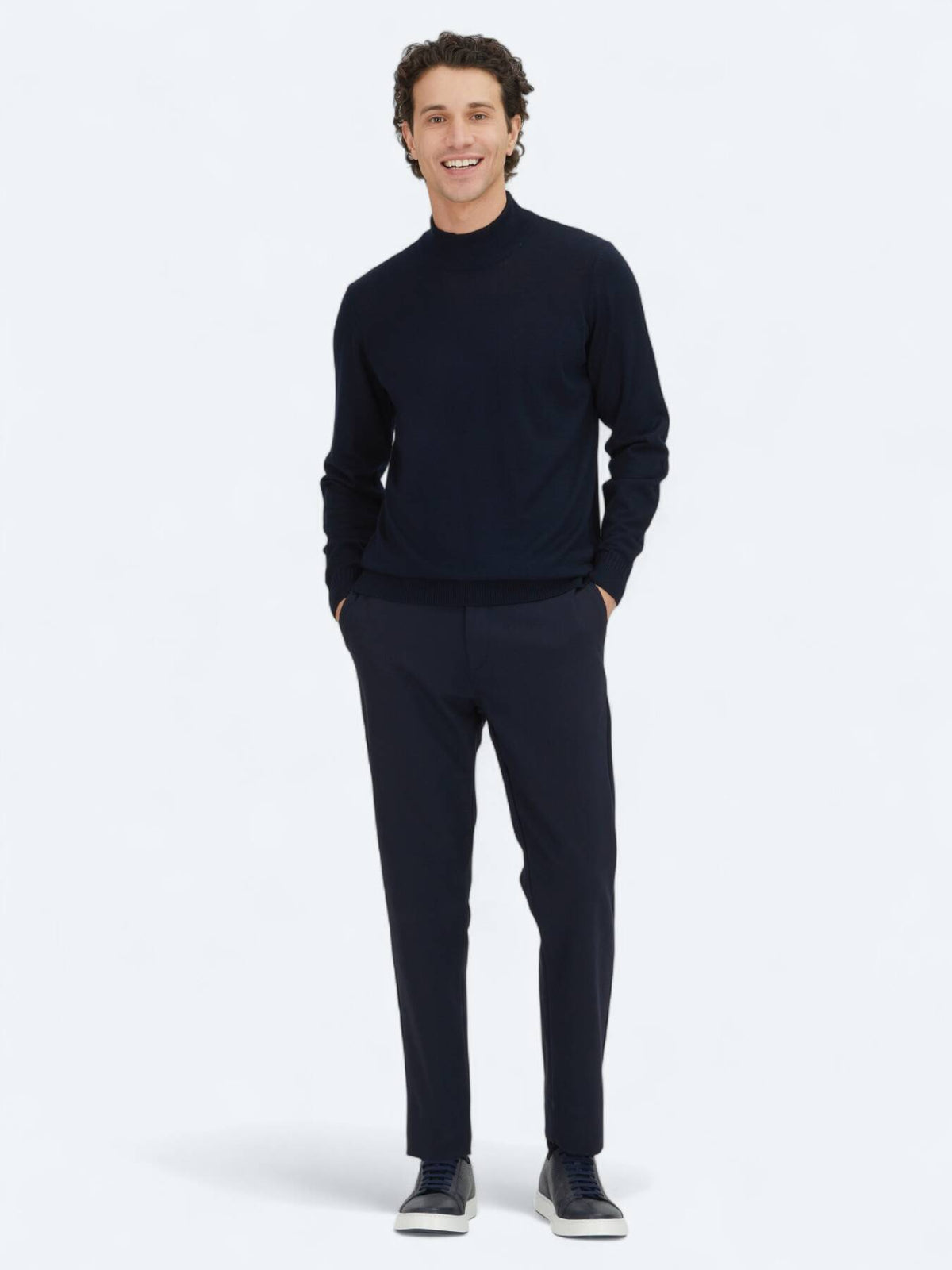 Marineblaues Strick-Sweatshirt