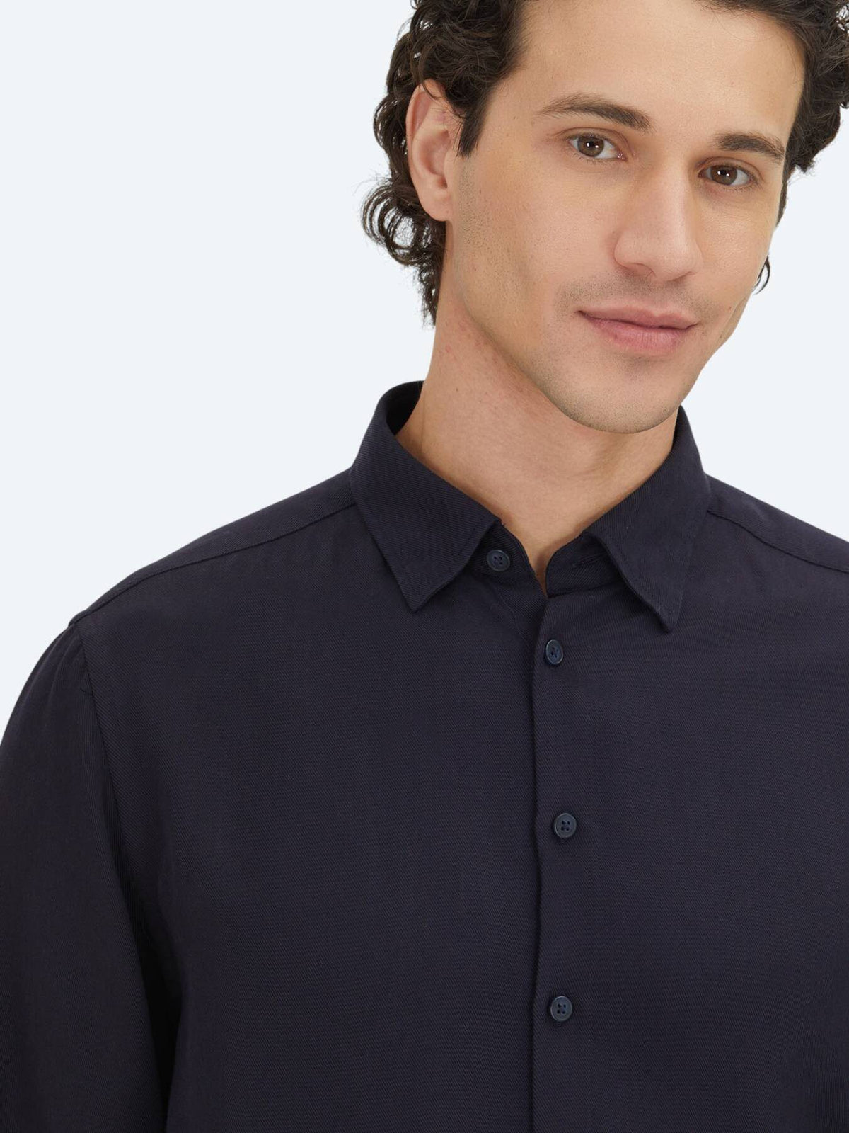 Marineblaues Regular Fit Casual Hemd
