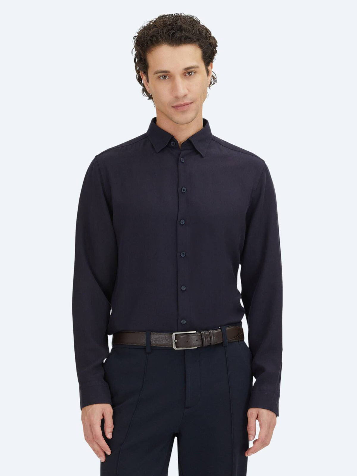 Marineblaues Regular Fit Casual Hemd