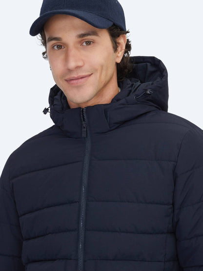 Marineblauer Regular Fit Kapuzenmantel