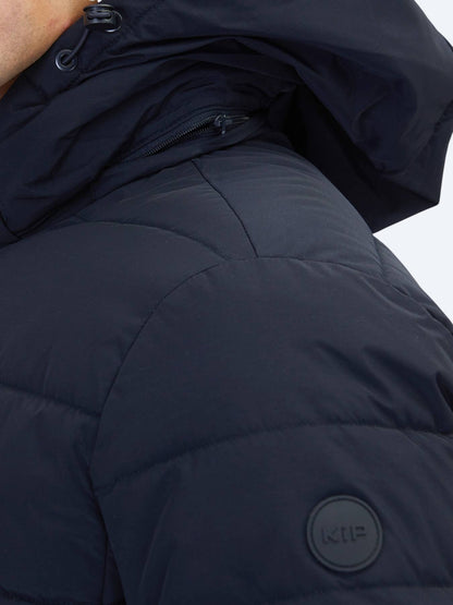 Marineblauer Regular Fit Kapuzenmantel