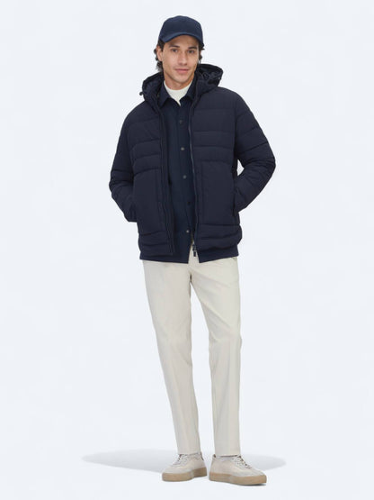 Marineblauer Regular Fit Kapuzenmantel