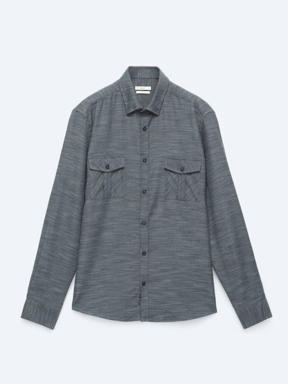 Kohlenstoff Regular Fit Casual Baumwollhemd