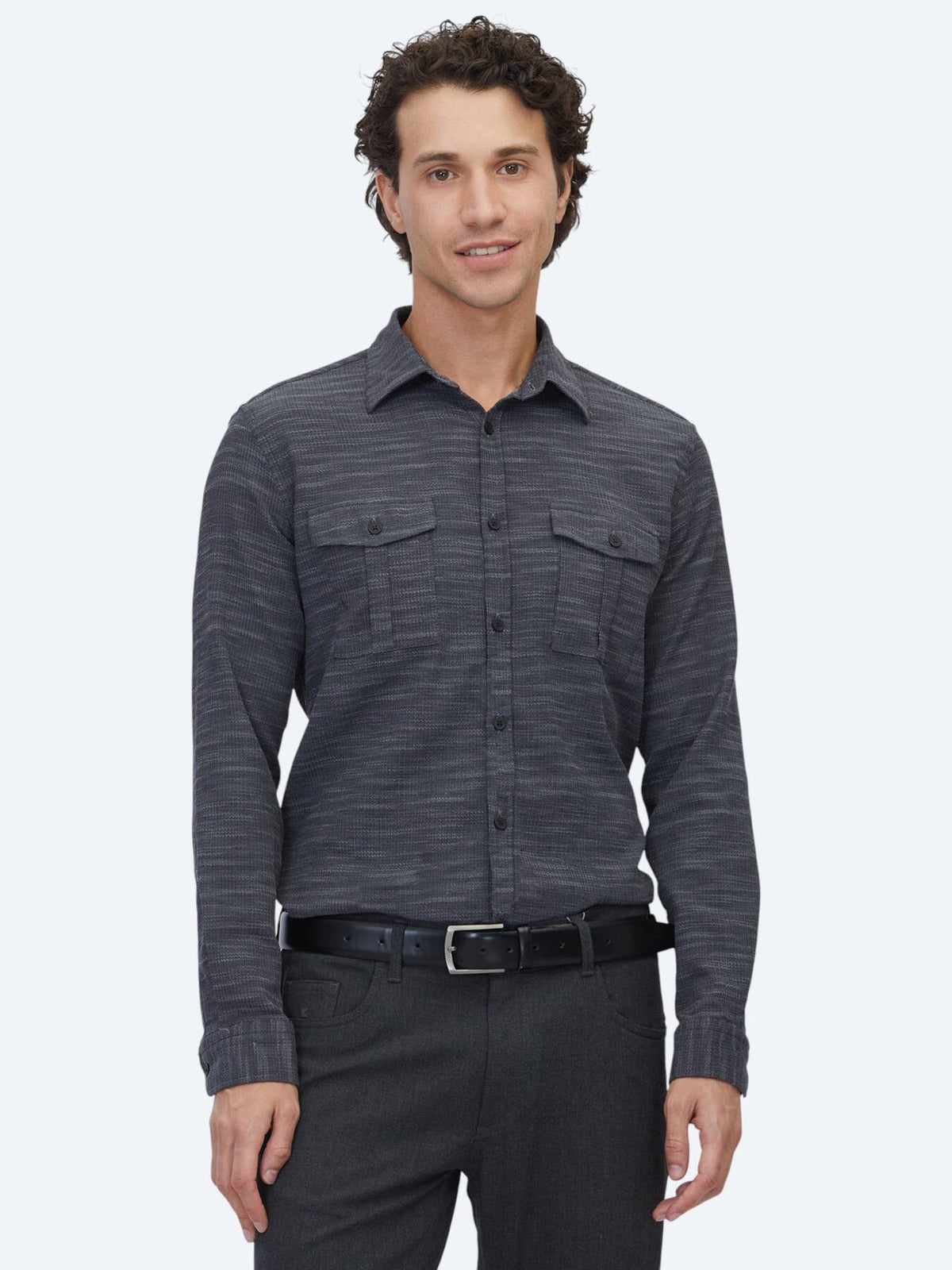 Kohlenstoff Regular Fit Casual Baumwollhemd