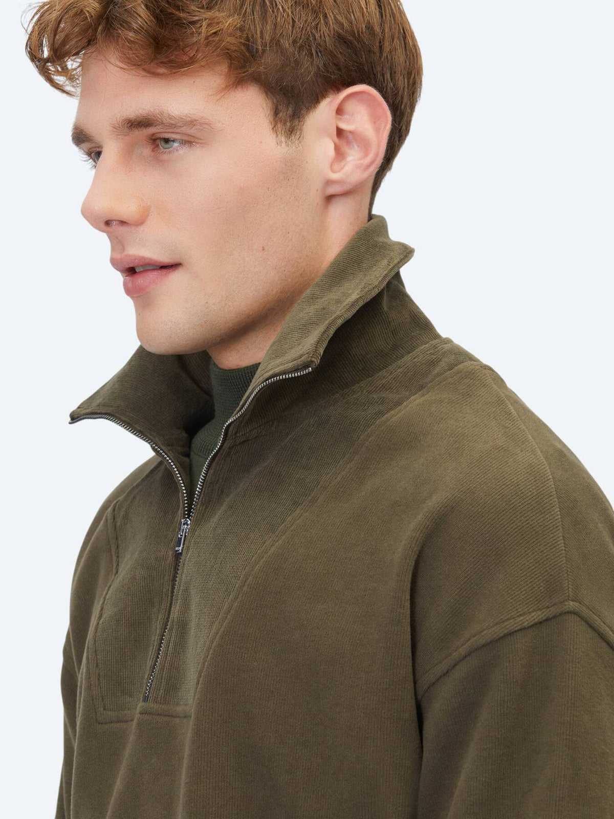 Khaki Rollkragen gestreifter Pullover