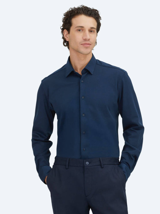 Marineblaues schlichtes Regular Fit Hemd 100% Baumwolle