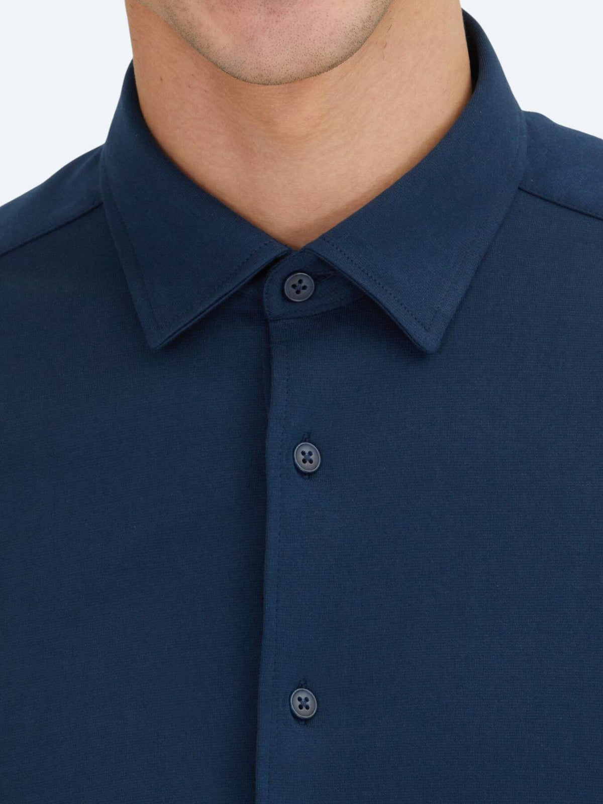 Marineblaues schlichtes Regular Fit Hemd 100% Baumwolle