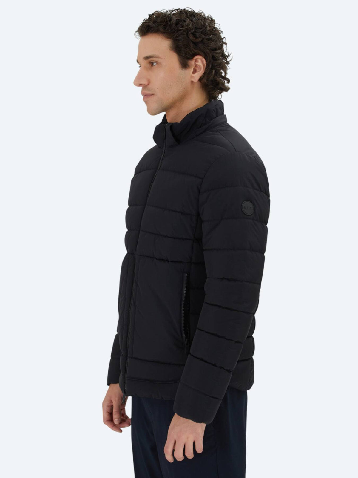 Schwarzer Regular Fit Kapuzenmantel