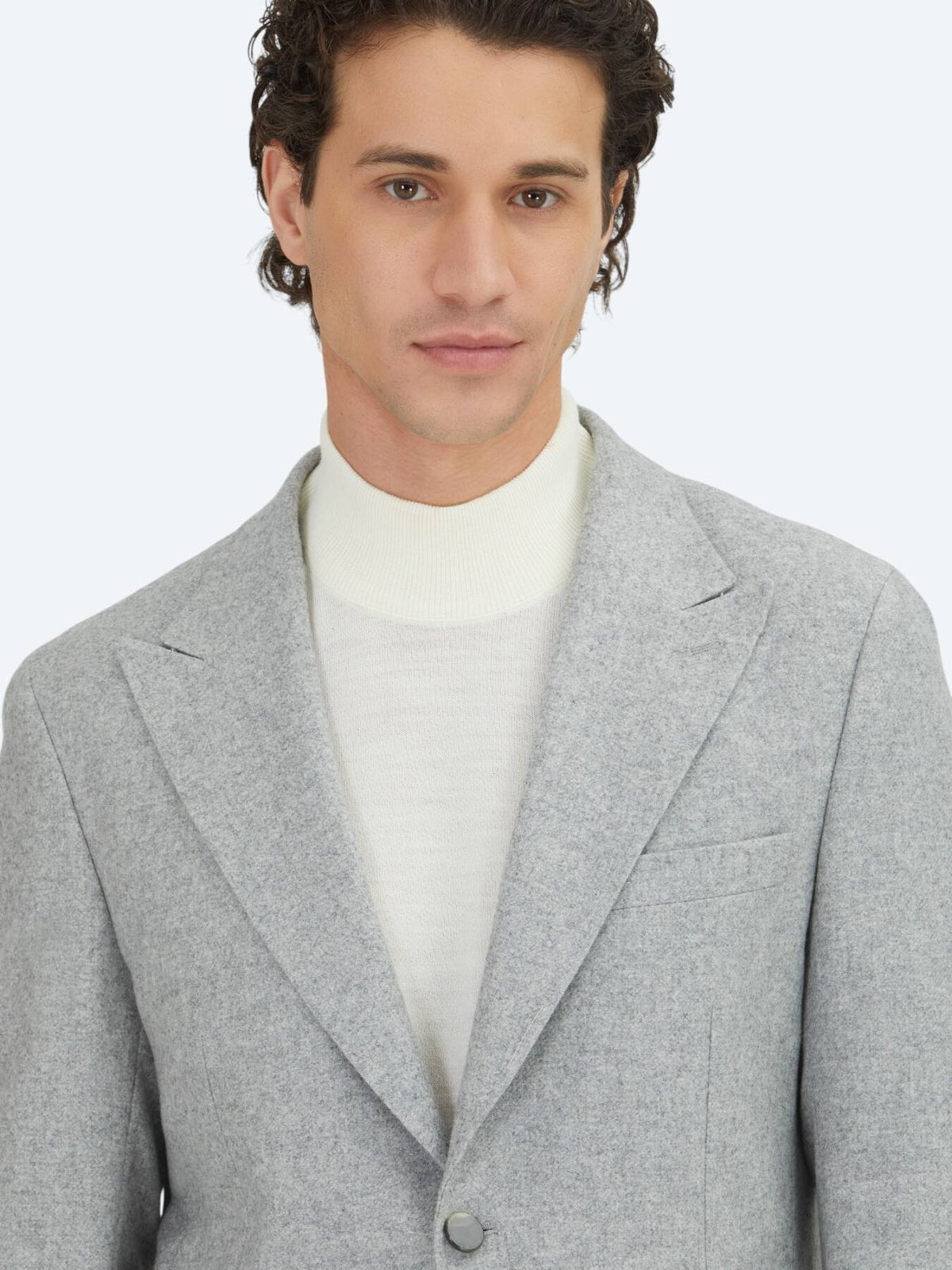 Grau gemusterte Modern Fit Wolljacke