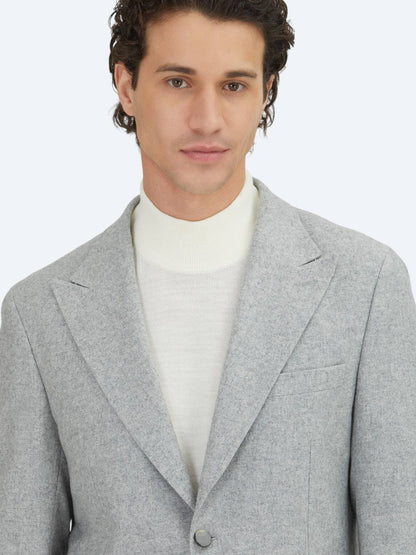Grau gemusterte Modern Fit Wolljacke