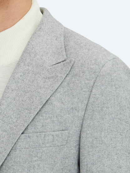 Grau gemusterte Modern Fit Wolljacke