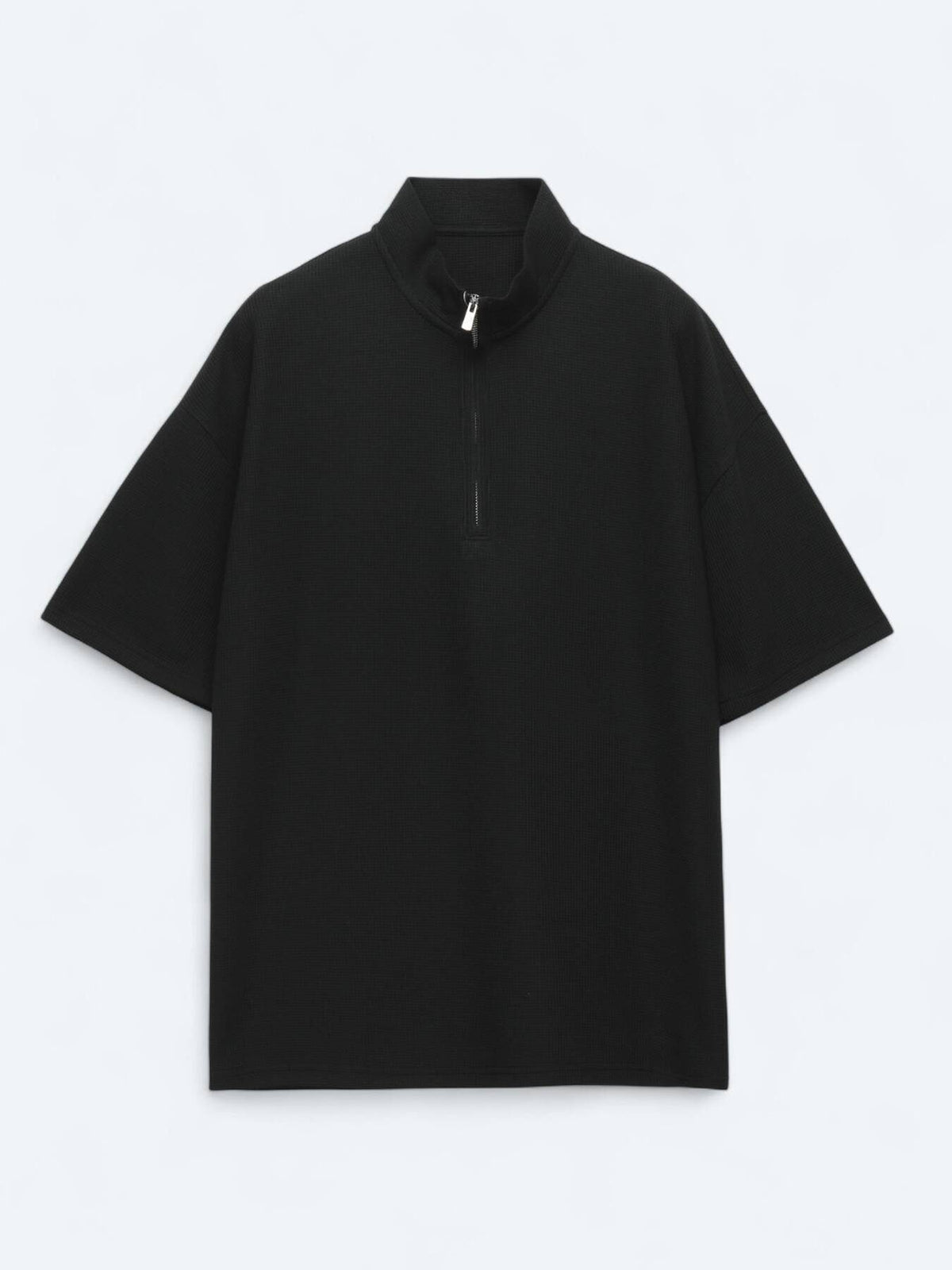 Schwarzes gemustertes Rollkragen-T-Shirt
