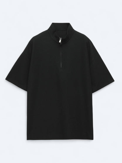 Schwarzes gemustertes Rollkragen-T-Shirt