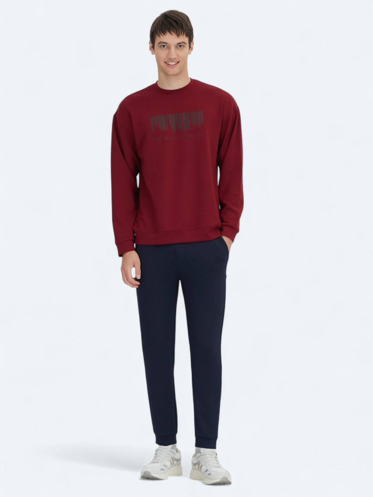 Rotes Rundhals Bedrucktes Sweatshirt