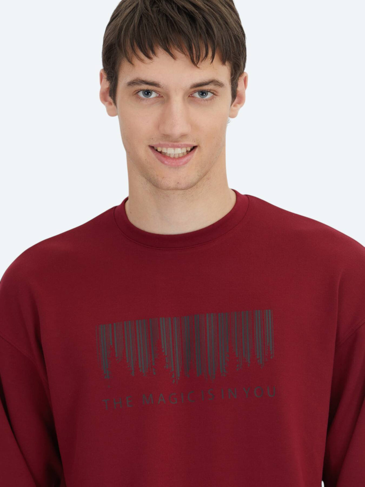 Rotes Rundhals Bedrucktes Sweatshirt