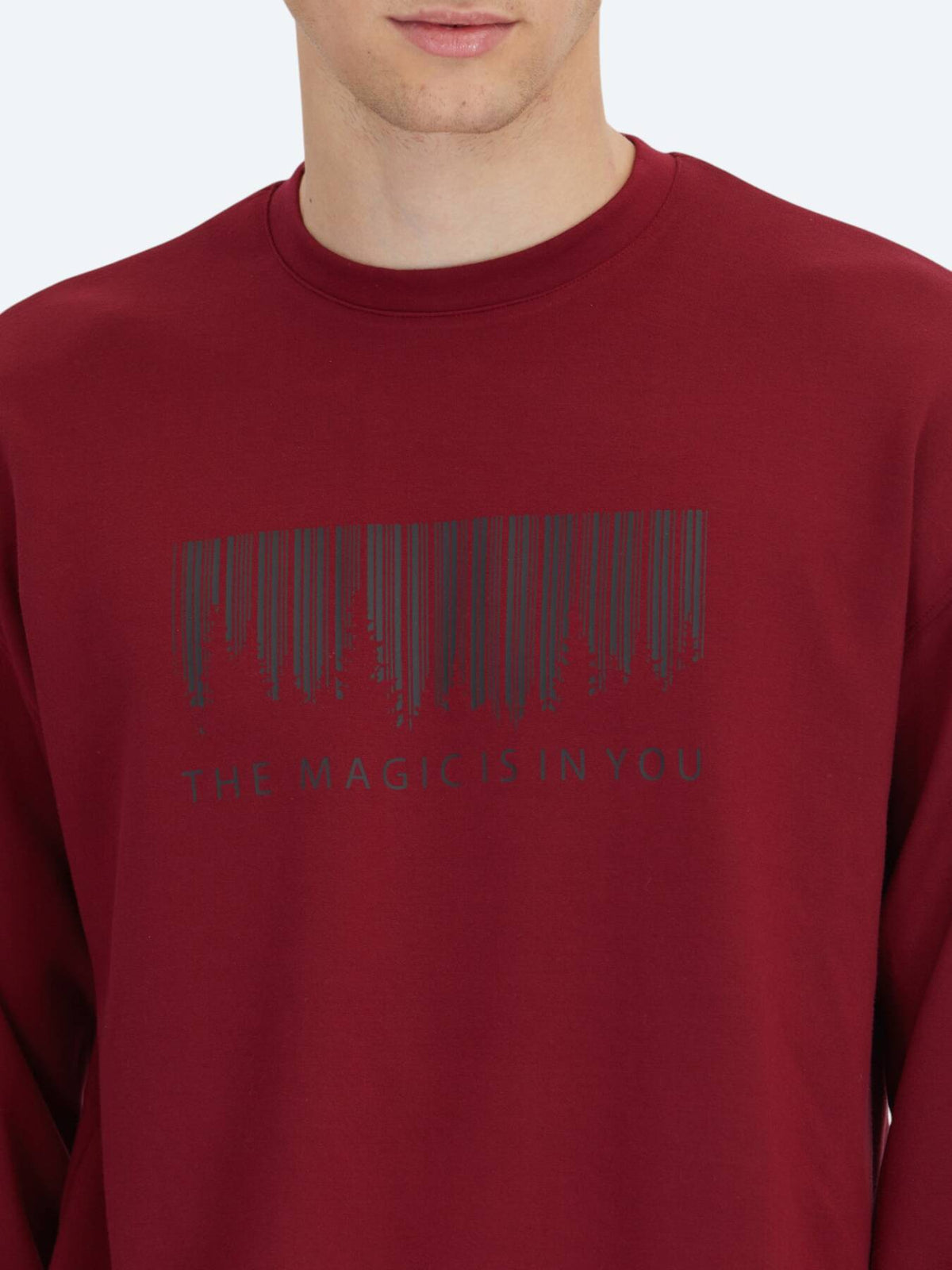 Rotes Rundhals Bedrucktes Sweatshirt