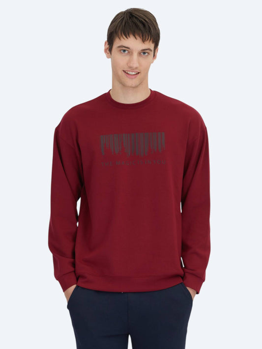 Rotes Rundhals Bedrucktes Sweatshirt