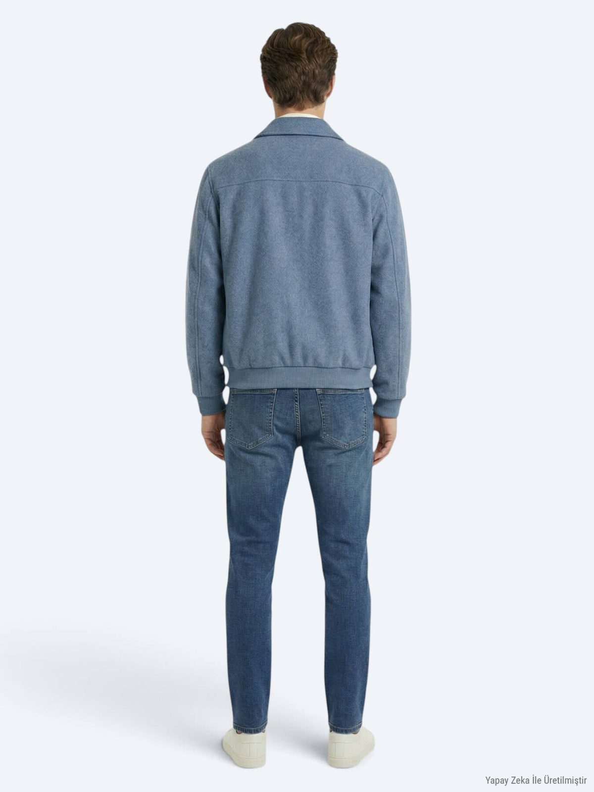 Lässiger, blauer Hemdkragen-Webmantel