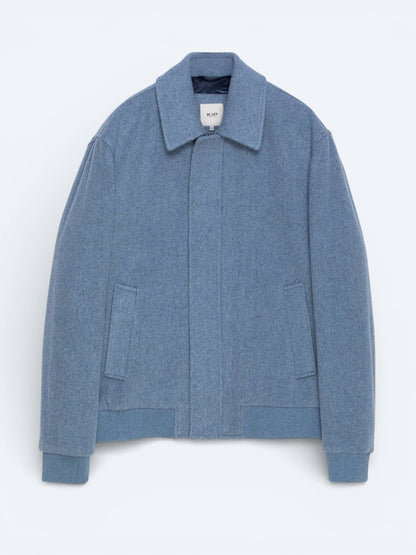Lässiger, blauer Hemdkragen-Webmantel