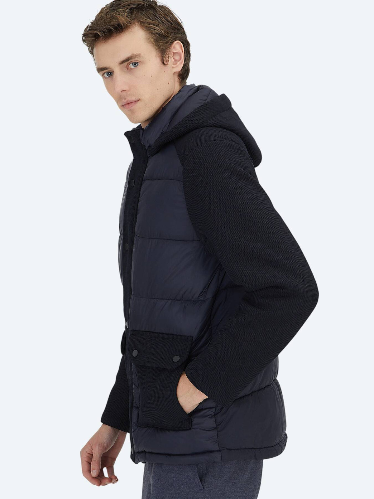 Marineblau Regular Fit Kapuzenjacke