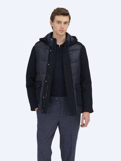Marineblau Regular Fit Kapuzenjacke