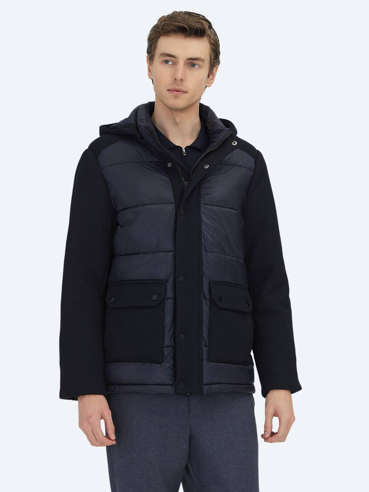 Marineblau Regular Fit Kapuzenjacke