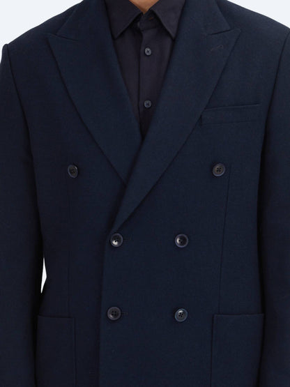 Marineblaue schlichte Wollmischjacke