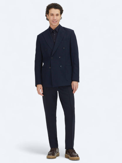 Marineblaue schlichte Wollmischjacke