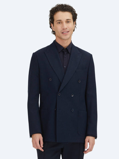 Marineblaue schlichte Wollmischjacke
