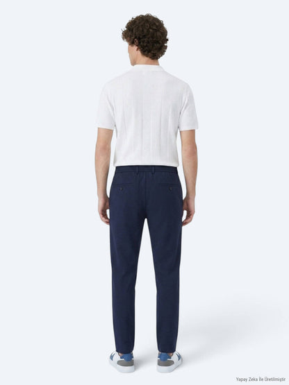 Marineblaue Jogginghose mit Webmuster