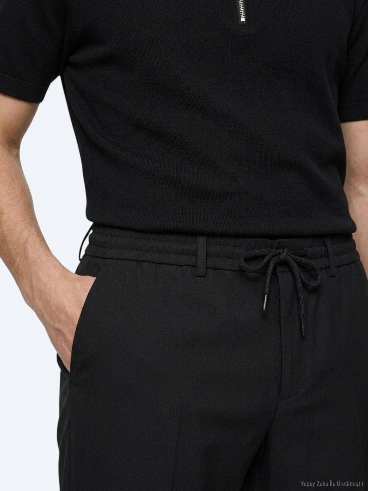 Schwarze Jogginghose mit Webmuster