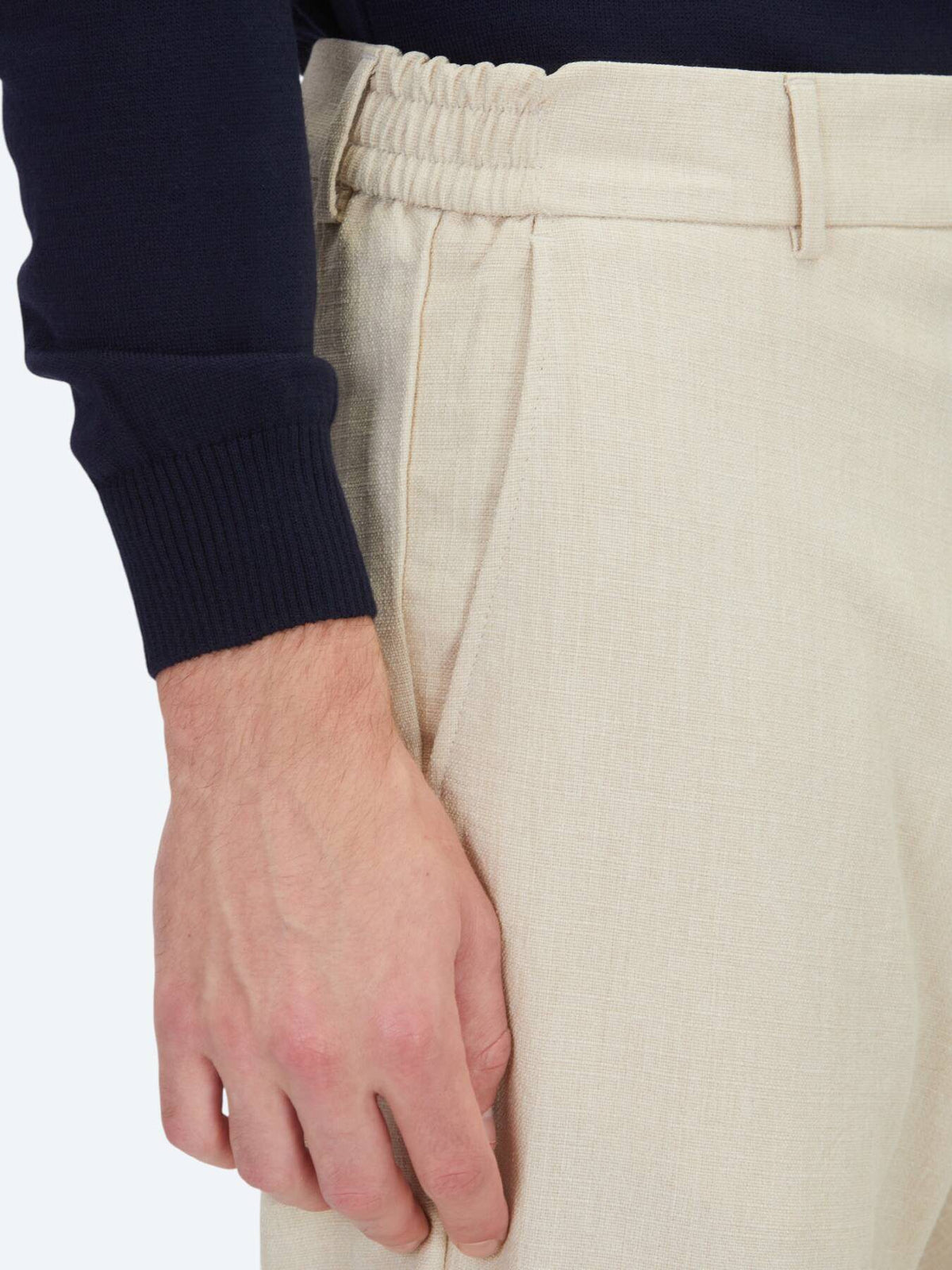 Beige Webstoff Jogginghose Casual Fit