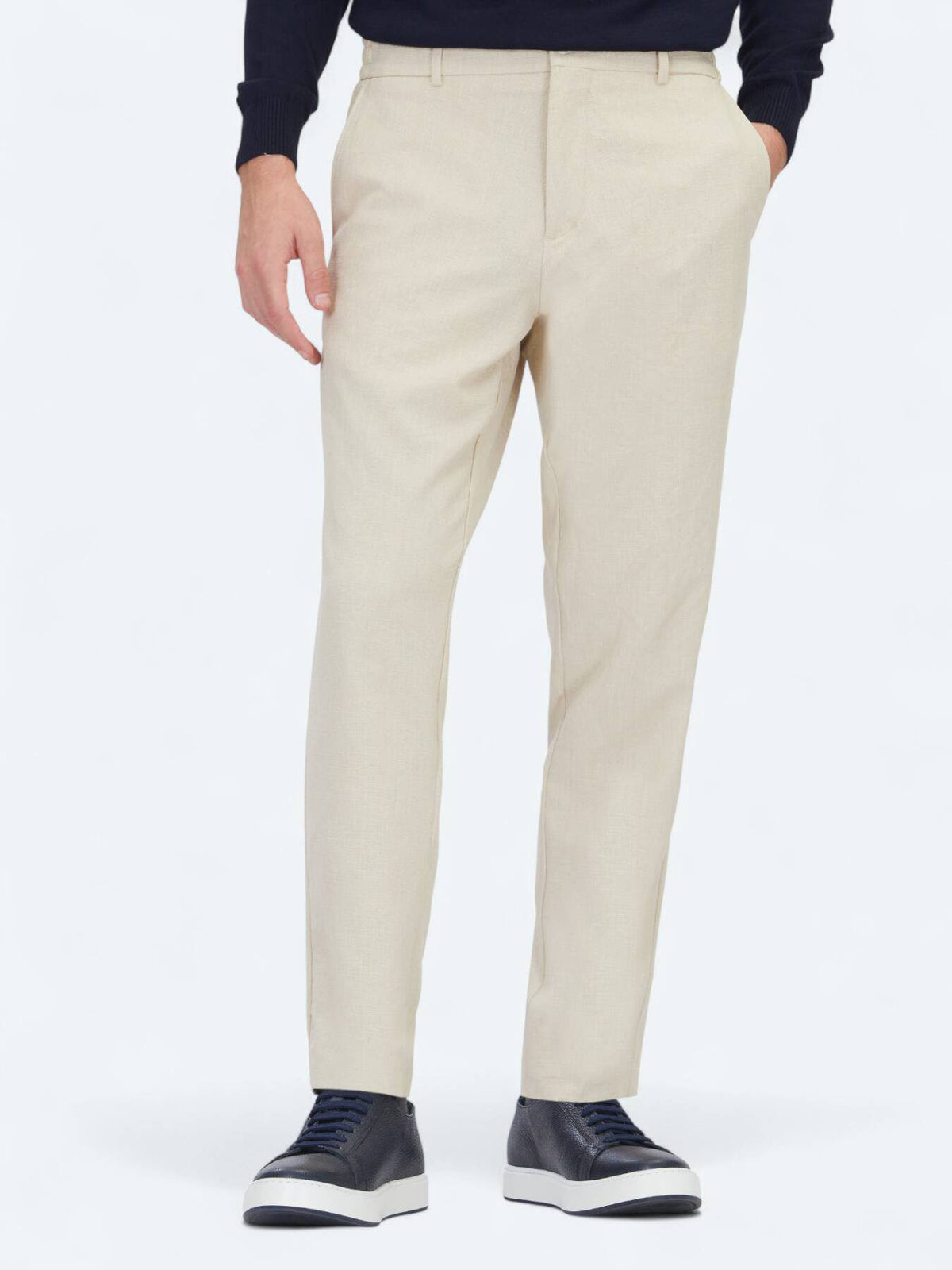 Beige Webstoff Jogginghose Casual Fit