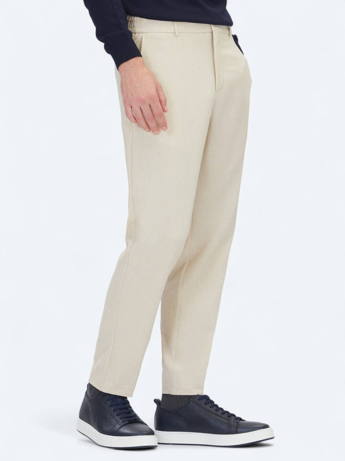 Beige Webstoff Jogginghose Casual Fit