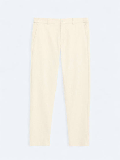 Beige Webstoff Jogginghose Casual Fit