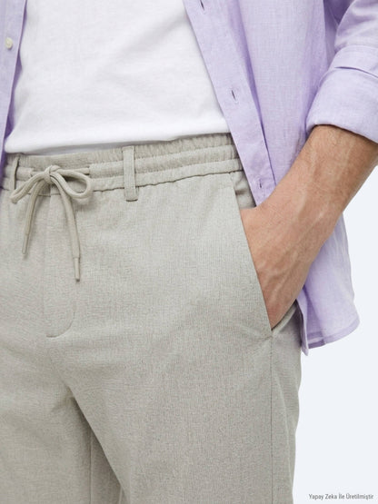 Beige Velours Jogginghose Casual Fit