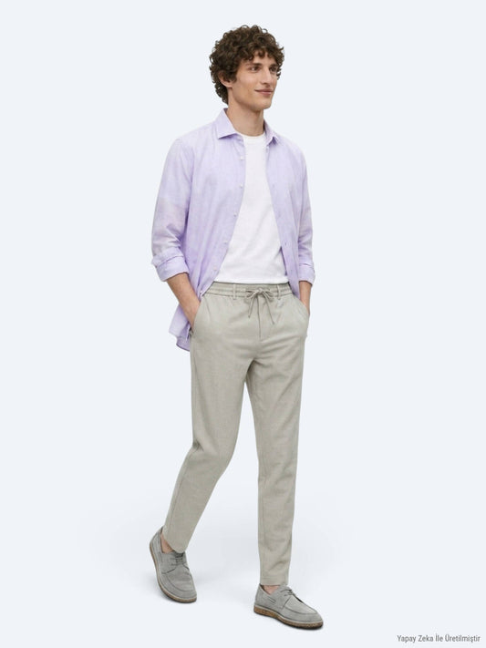 Beige Velours Jogginghose Casual Fit