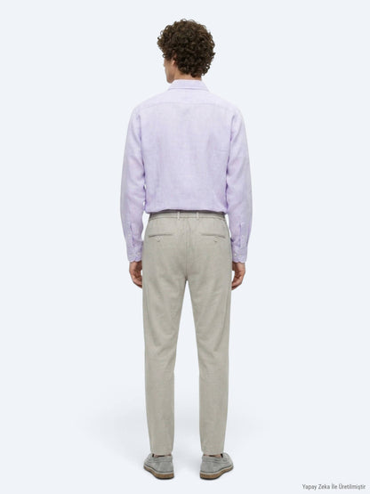 Beige Velours Jogginghose Casual Fit