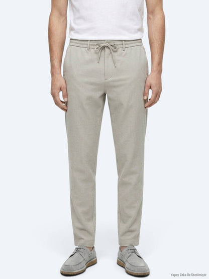 Beige Velours Jogginghose Casual Fit