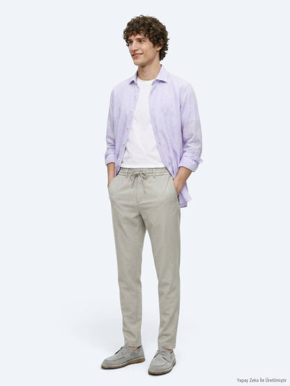 Beige Velours Jogginghose Casual Fit