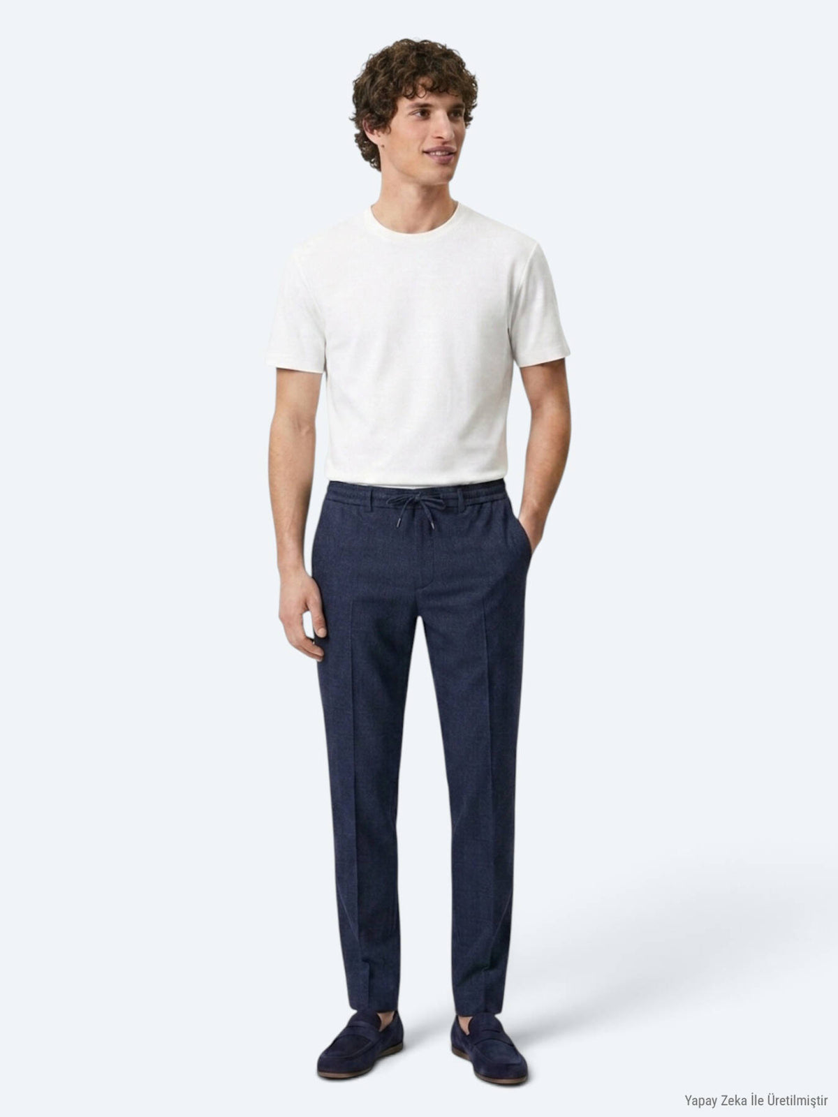 Navy Blaue Velours Jogginghose Casual