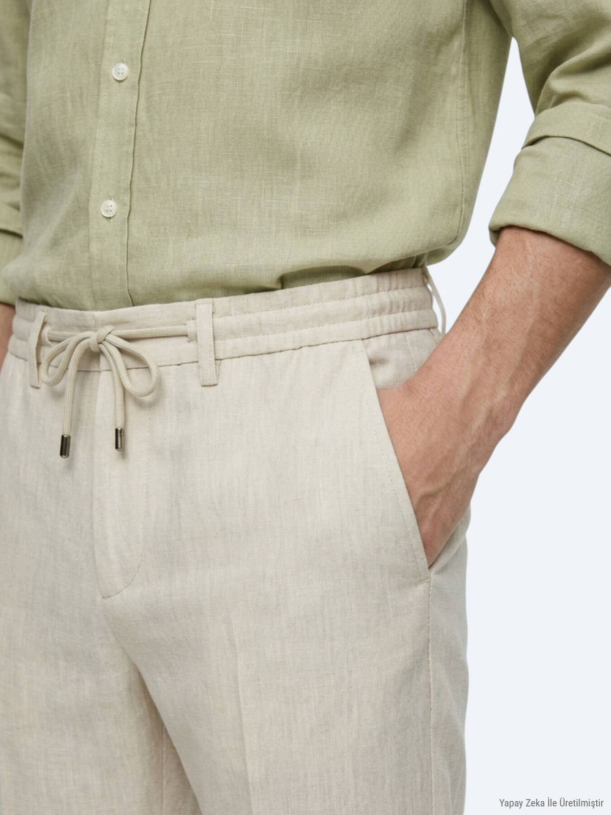 Hellbeige Jogginghose mit Webmuster