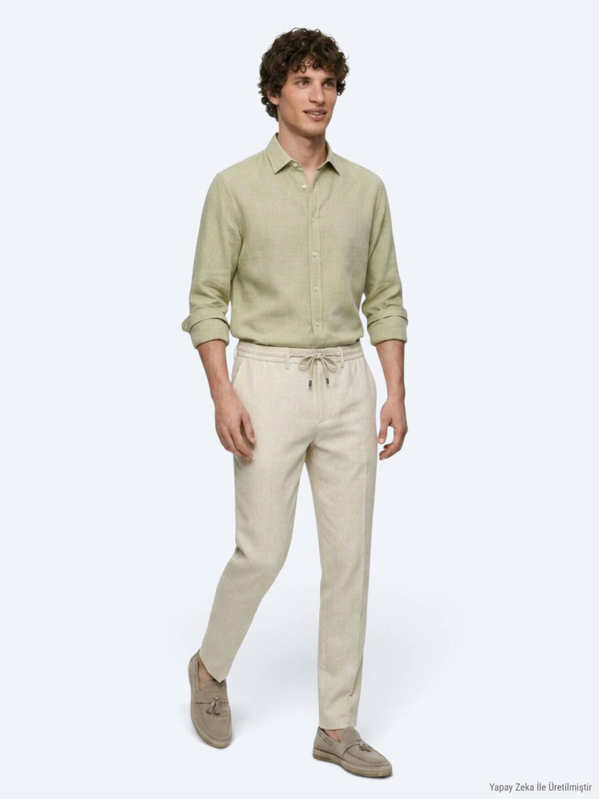 Hellbeige Jogginghose mit Webmuster