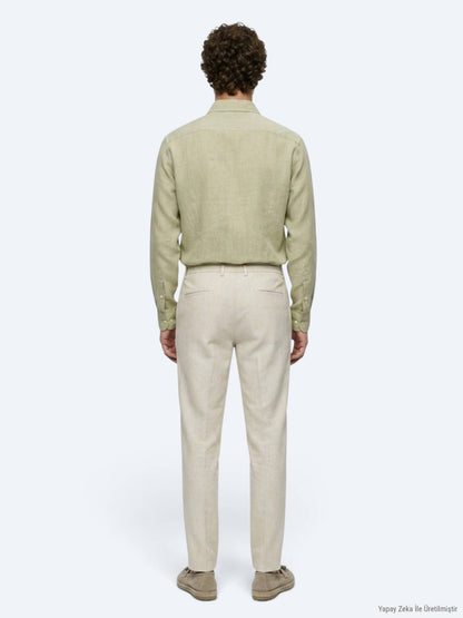 Hellbeige Jogginghose mit Webmuster