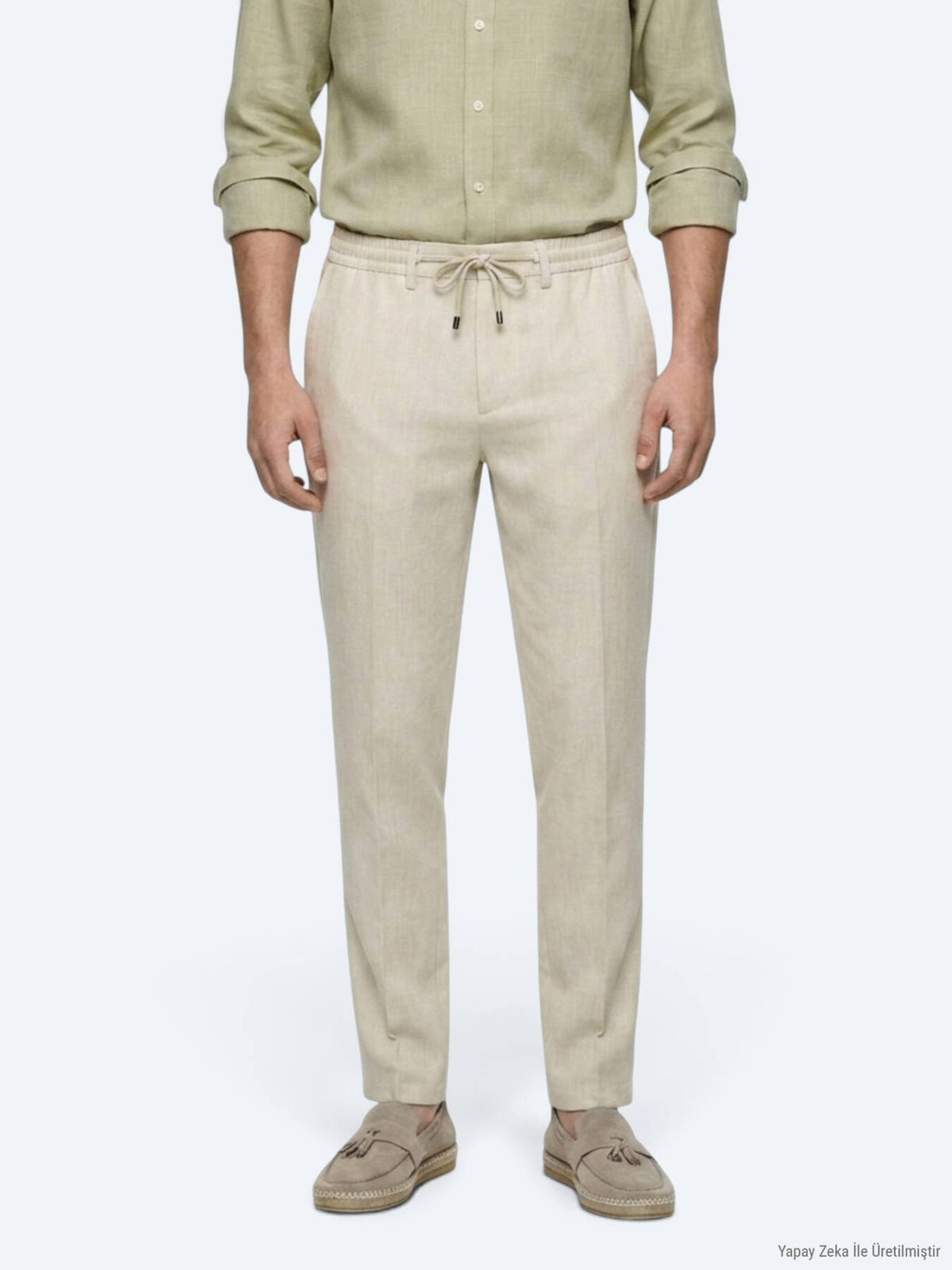 Hellbeige Jogginghose mit Webmuster