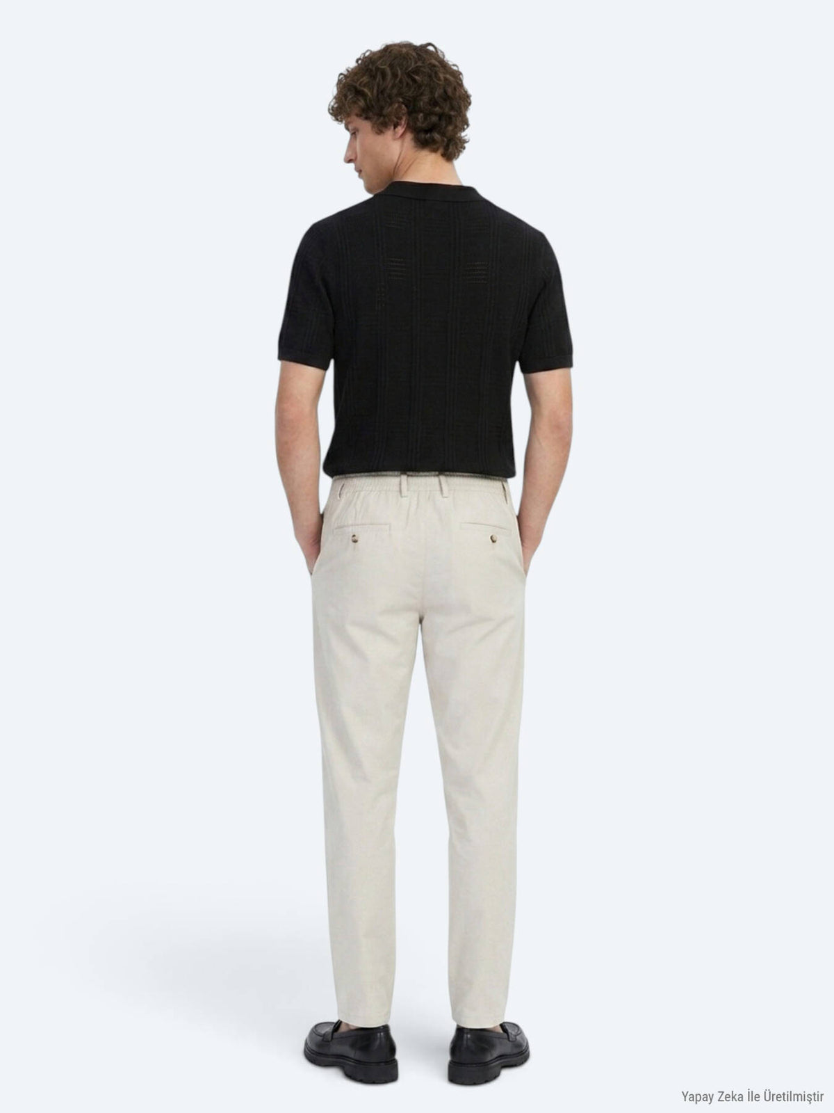 Hellbeige Jogginghose mit Webmuster