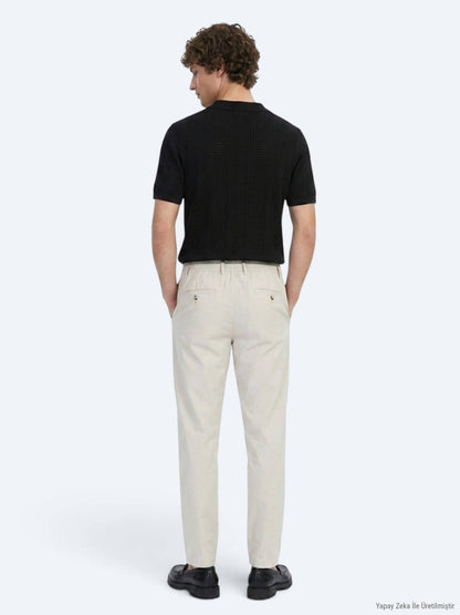 Hellbeige Jogginghose mit Webmuster