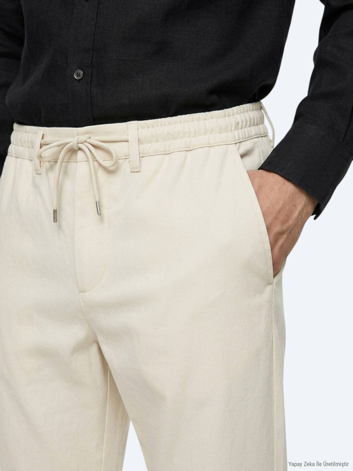 Dunkelbeige Jogginghose mit Webmuster