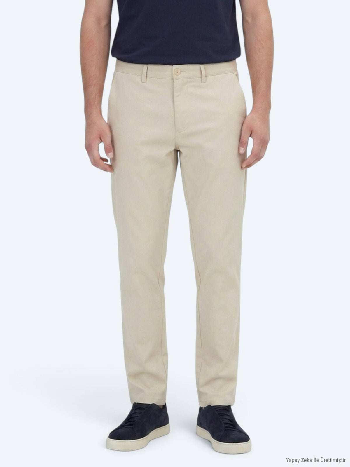 Beige gewebte Freizeithose in regulärer Passform