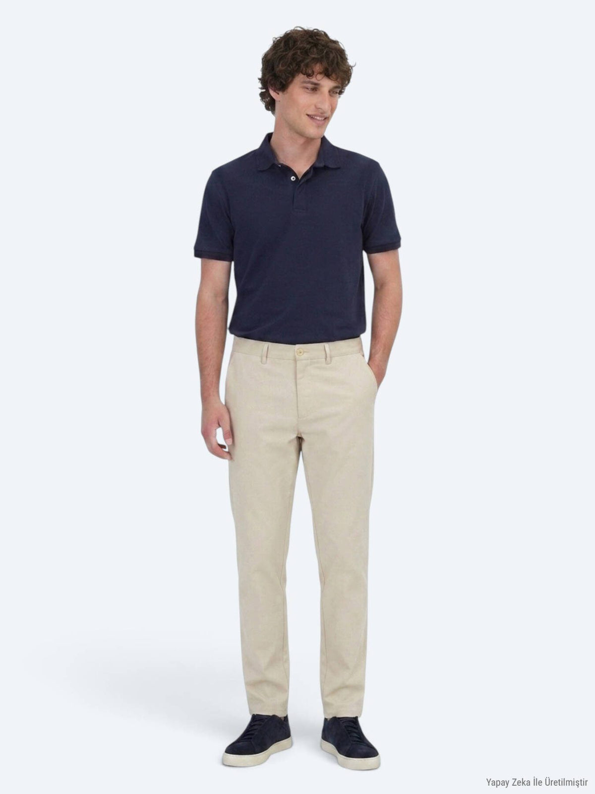 Beige gewebte Freizeithose in regulärer Passform
